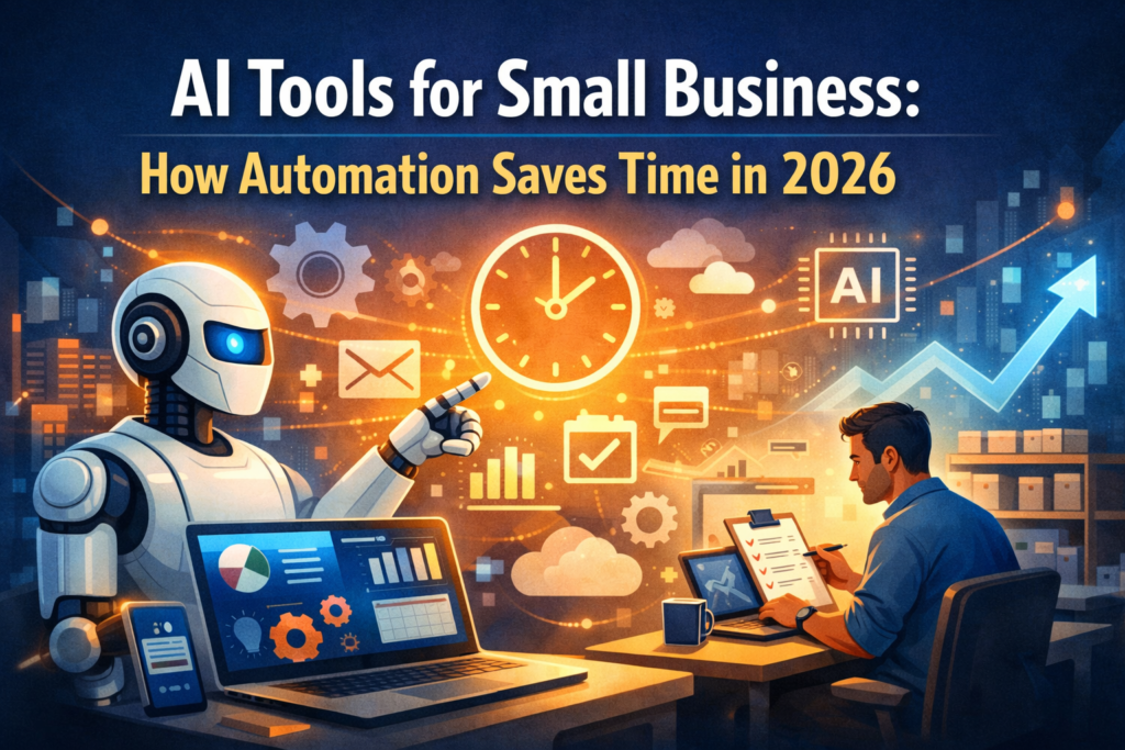 AI tools helping a small business owner automate tasks and save time