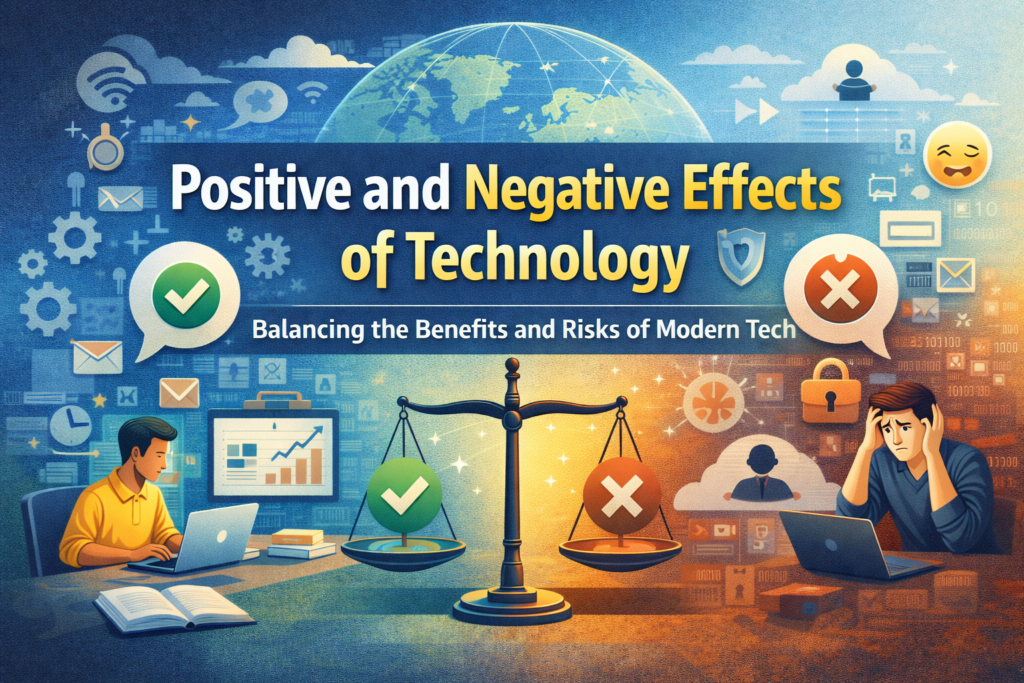 Positive and negative effects of technology on daily life, health, and communication
